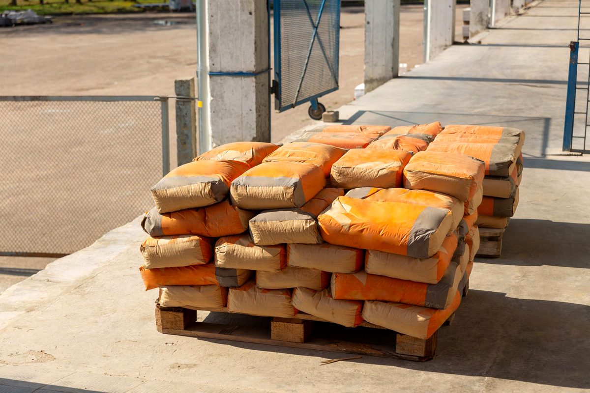 Tarimas de cemento estibadas en centro de distribución